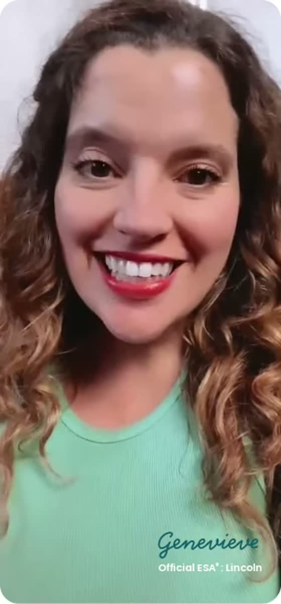 Genevieve speaking to camera about her ESA experience