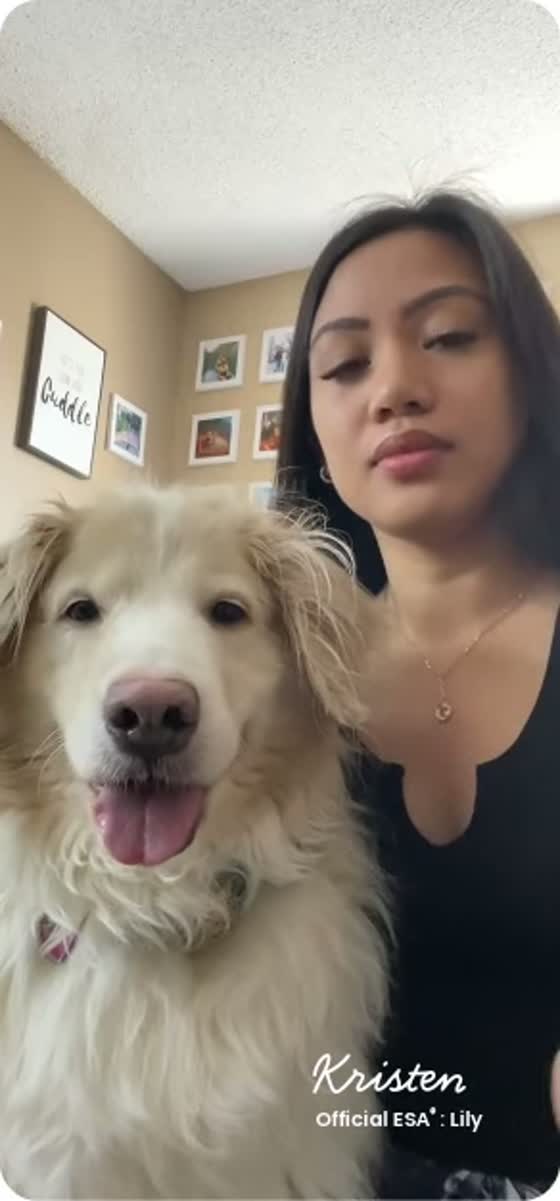 Kristen speaking to camera about her ESA experience